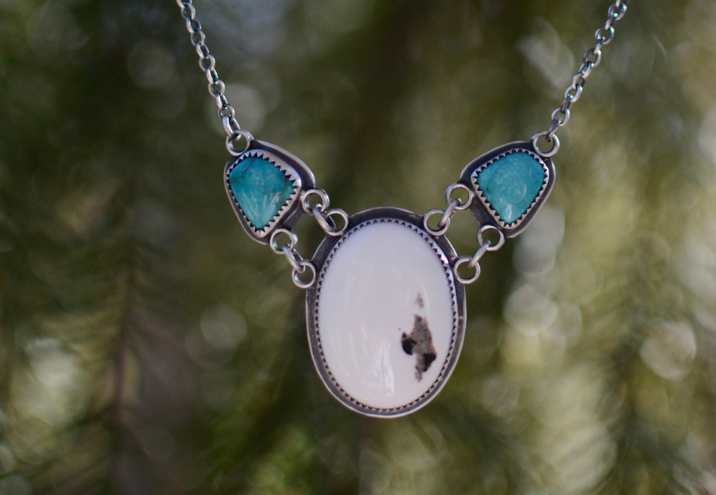 White Buffalo and Carico Lake Turquoise Necklace