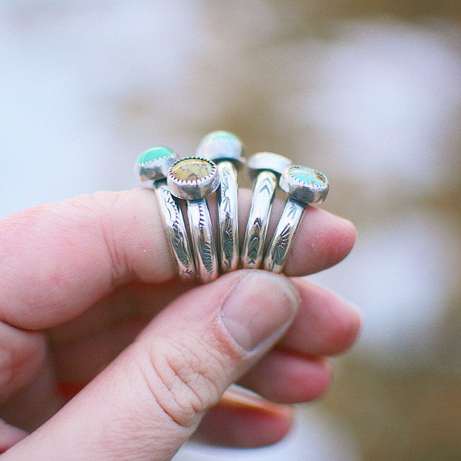 Turquoise Stamped Stacking Ring