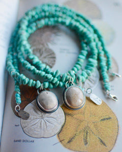 Turquoise Beaded Fossilized Sand Dollar Necklace - No. 2