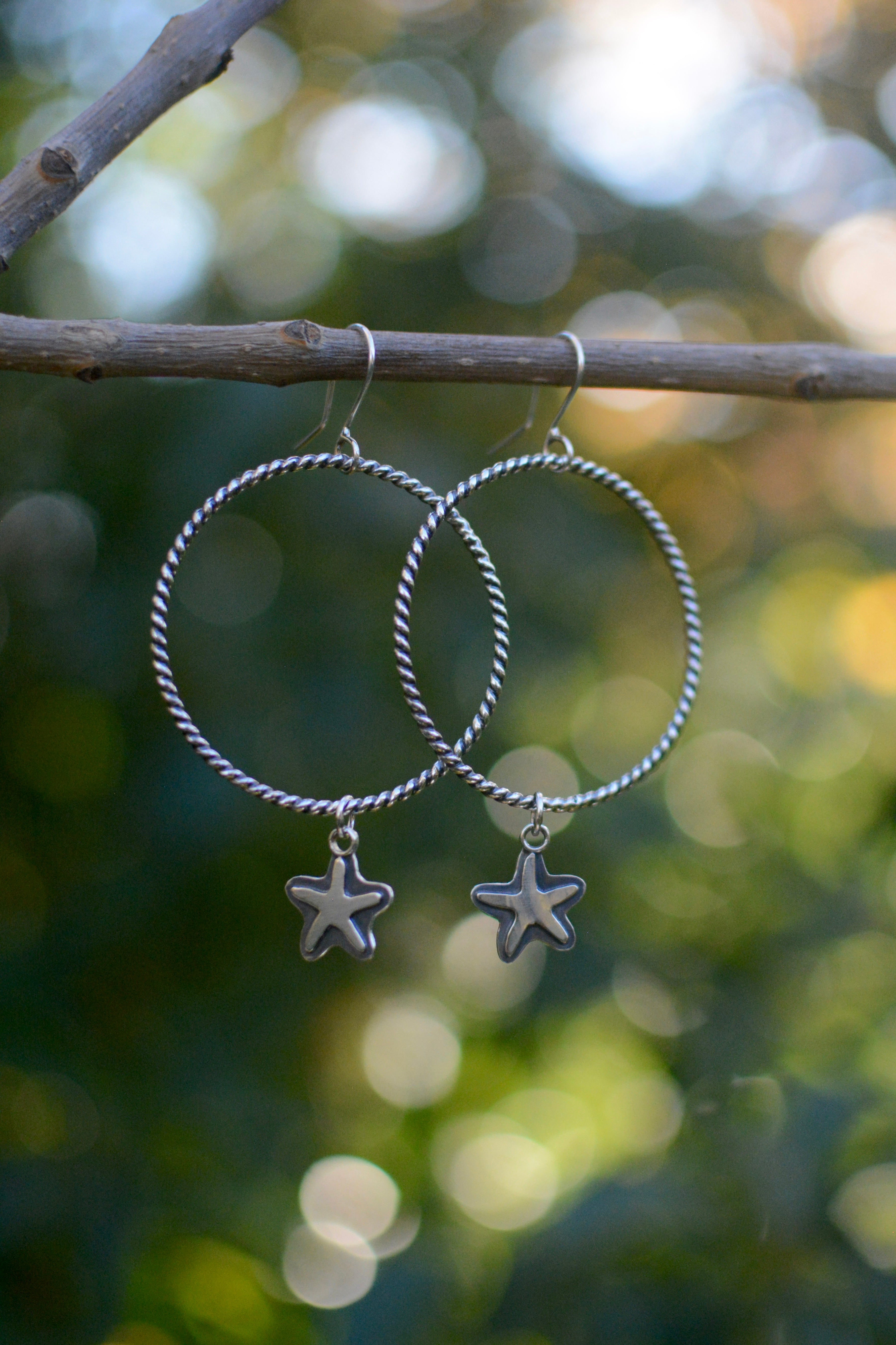 Large Starfish Twist Hoop Earrings